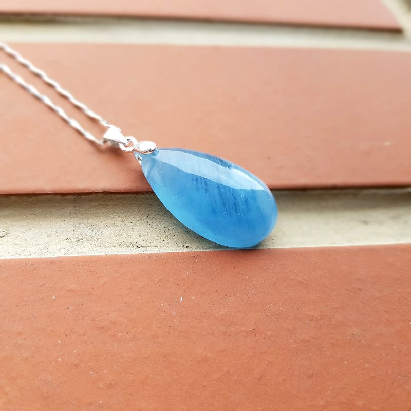 Girl Crystal World - [Magic blue] - Aquamarine Necklace Chain Pendant with 925 Sterling Silver Chain - Necklaces - Gemstone Blue