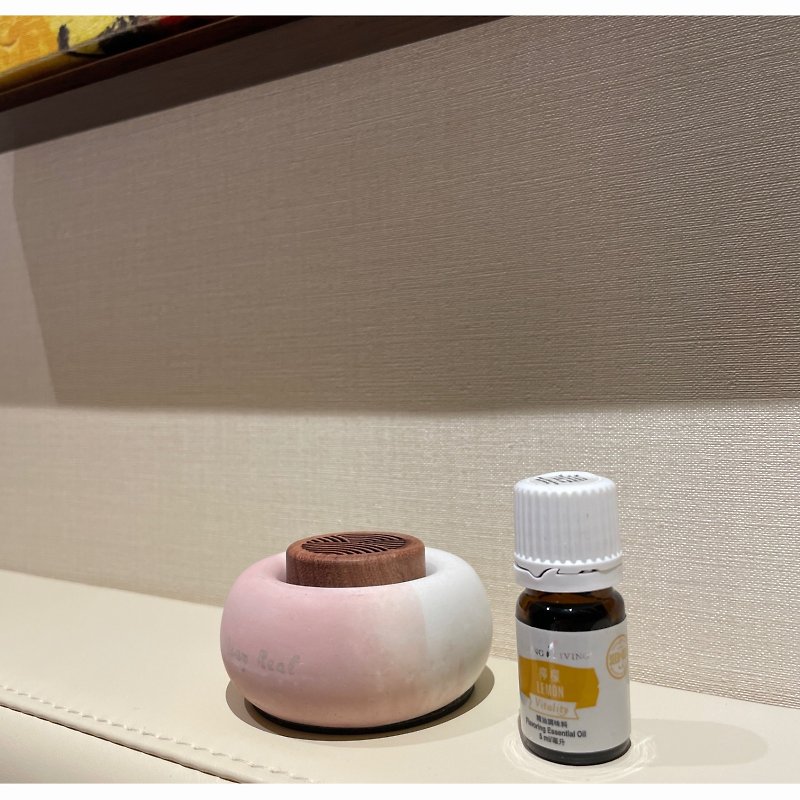 Aromatherapy wood Cement seat (round) [can use essential oil] Mother's Day gift box Mother's Day gift - น้ำหอม - ปูน 