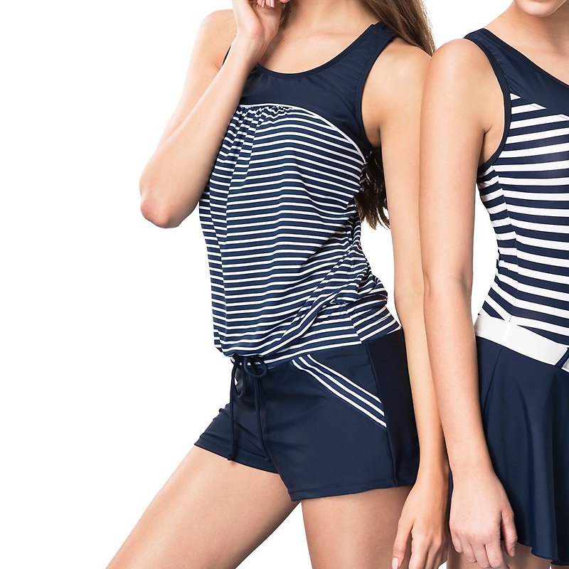 (left) Teenage Two-Piece Swimsuit (with pad and swim cap) - Women's Swimwear - Nylon 