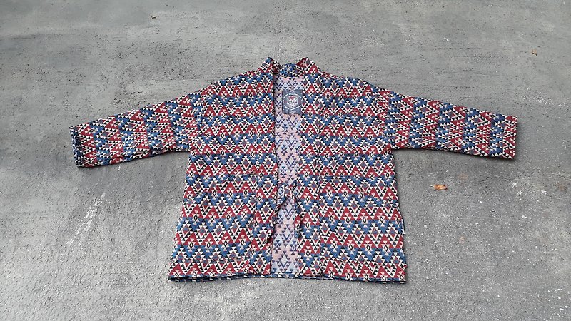 AMIN'S SHINY WORLD handmade KIMONO ethnic totem jacquard blouse coat - Men's Coats & Jackets - Cotton & Hemp Multicolor