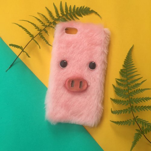 everythingmadebyfk 毛絨絨手機殼-粉色小豬