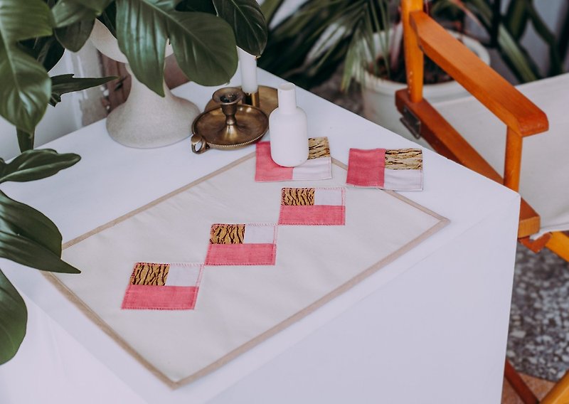 Bark Patchwork Table Mat-Sakura Color Limited Edition - Place Mats & Dining Décor - Cotton & Hemp Pink