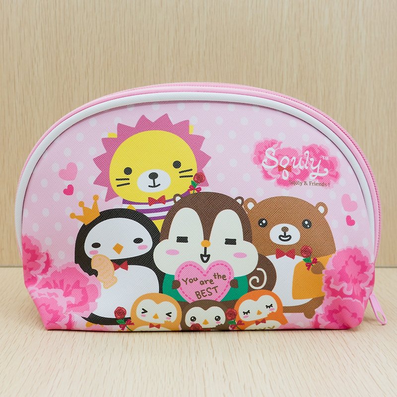 Squly & Friends 貝殼多用途包 (心和花) | 雜物包/旅行包/化妝包 - 化妝袋/收納袋 - 人造皮革 粉紅色