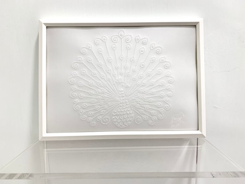 White Peacock (Tactile Art) - โปสเตอร์ - วัสดุอื่นๆ ขาว