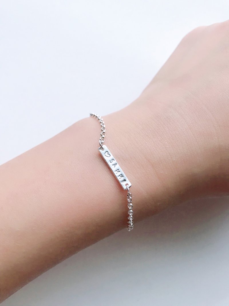 Daily Style-Sterling Silver Bracelet-Small Lettering Tag-(Thin Chain) - Bracelets - Sterling Silver Silver