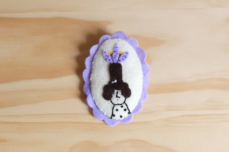 Miss Hairy Collection / Oh! It's growing! / Brooch 03 - Brooches - Other Materials Purple