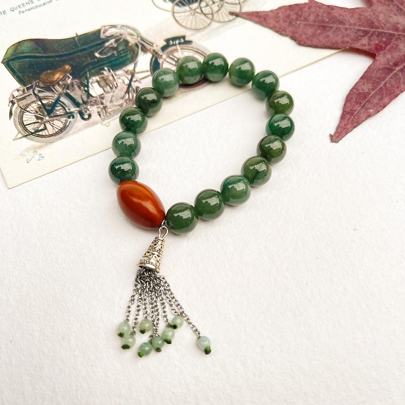 Natural Jadeite Dangle Bracelet - สร้อยข้อมือ - หยก สีเขียว