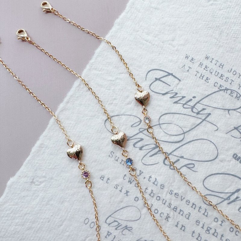 Brushed design small love small round Stone three-color optional gold-plated bracelet sister best friend - สร้อยข้อมือ - วัสดุอื่นๆ สีน้ำเงิน