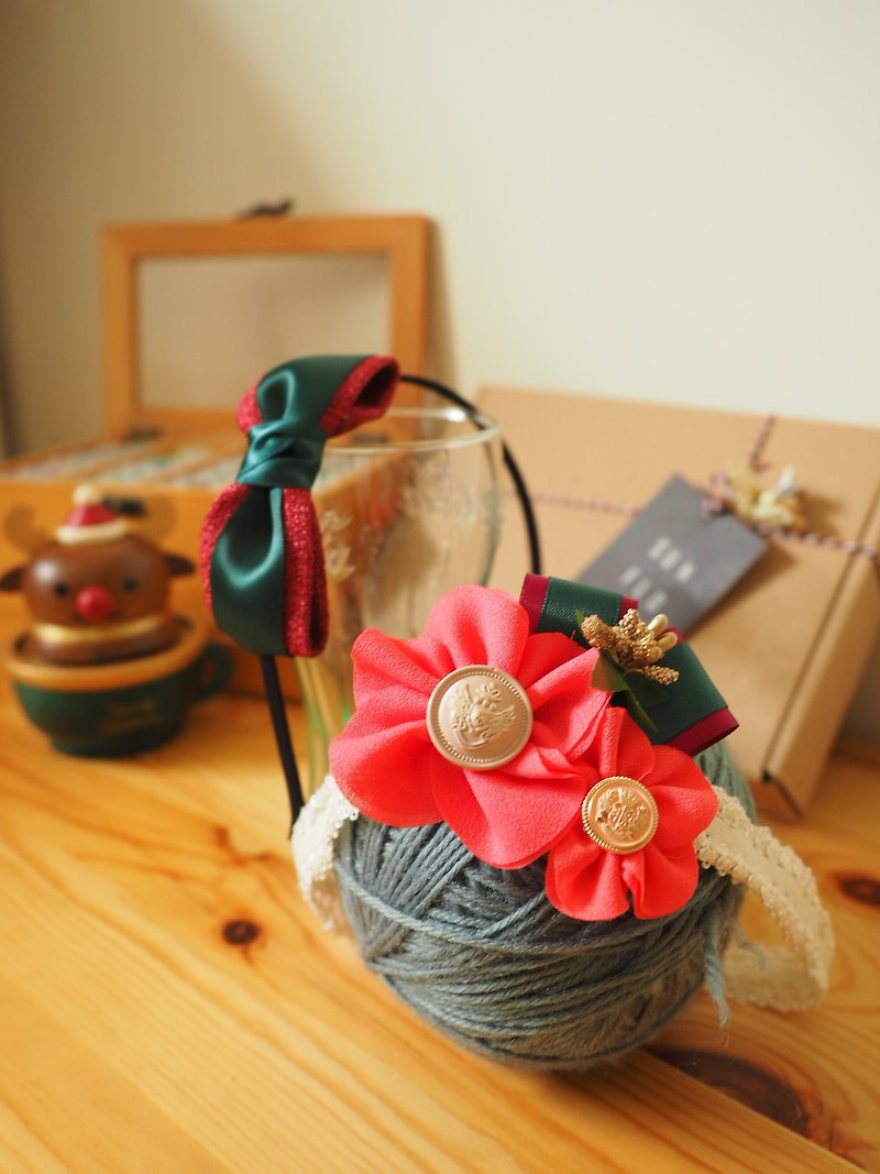 Christmas gift - Handmade Elastic Headband gift set - Hair Accessories - Cotton & Hemp Red