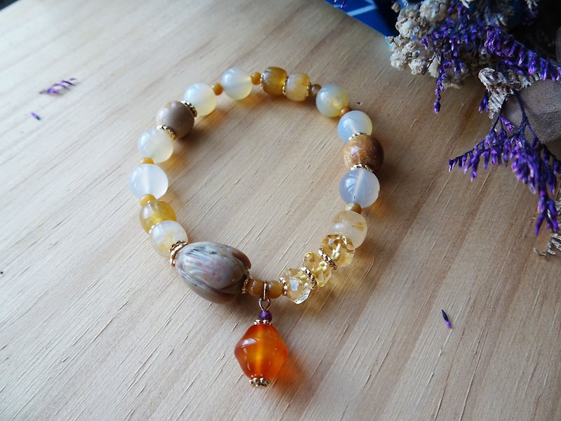 Morning Light - Ocean Chrysoprase Chrysanthemum Stone Alxa Citrine. crystal bracelet bracelet - สร้อยข้อมือ - คริสตัล สีส้ม