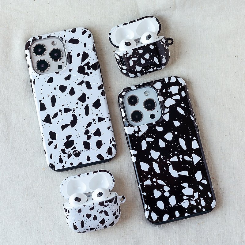 White Rocky Road Terrazzo | iPhone MagSafe Phone Case - Phone Cases - Plastic Black