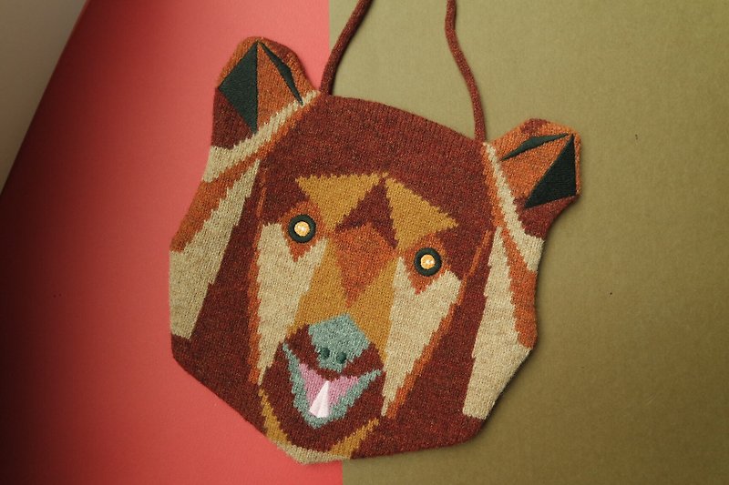 Bear big head cross body bag - Messenger Bags & Sling Bags - Wool Brown