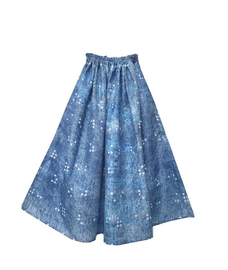denim fabric printed and Braille - Skirts - Polyester Blue