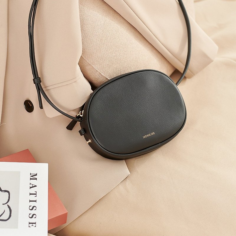 OVAL crossbody bag, genuine leather – Black - Handbags & Totes - Genuine Leather Black