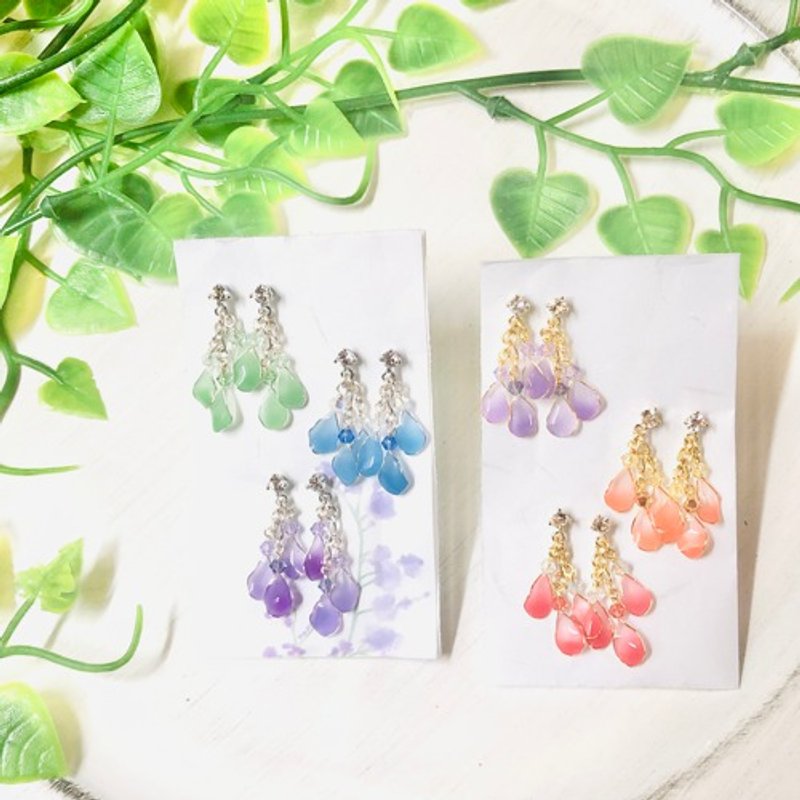 〜気分が上がる カラフル ひらひら〜色が変わるシリーズ イヤリング ピアス 5色 ディップアクセサリー - 耳環/耳夾/耳骨夾 - 樹脂 多色