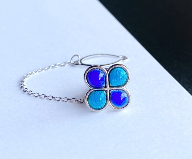 Clover [Blue Sky Blue Sky] Cloisonne Tie Tack Lapel Pin Pure