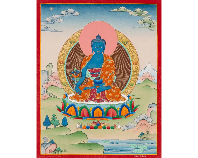 藥師佛唐卡畫作 - 壁貼/牆壁裝飾 - 其他材質 多色