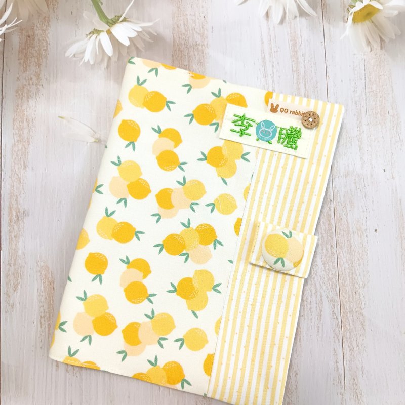 Free name embroidery. Summer lemon. Baby manual cloth book jacket - Baby Gift Sets - Cotton & Hemp Yellow