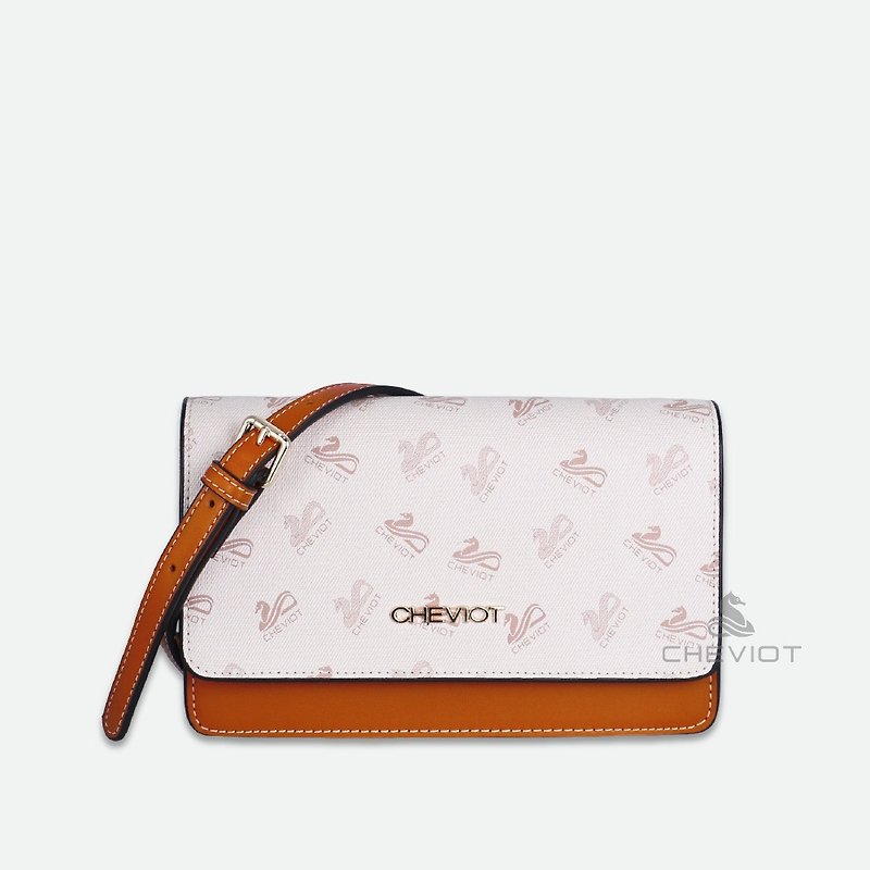 【CHEVIOT】Extremely elegant series side backpack-19609 - กระเป๋าแมสเซนเจอร์ - วัสดุอีโค ขาว
