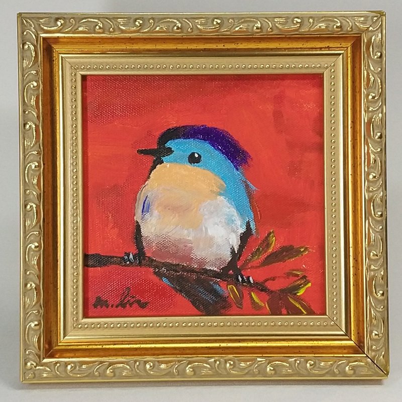 Cool bird brother log gold frame original hand-painted oil painting unique