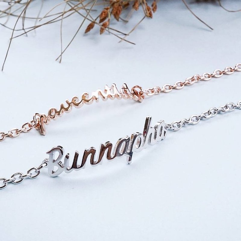 alphabet bracelet made to order - 手鍊/手環 - 其他金屬 橘色