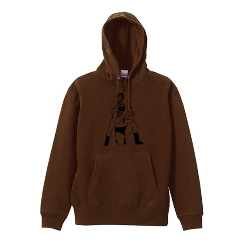 Choke sleeper sweatshirt hoodie - เสื้อฮู้ด - ผ้าฝ้าย/ผ้าลินิน สีนำ้ตาล