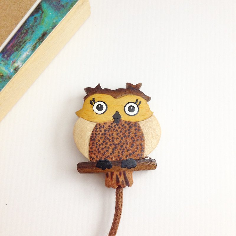 【Owl Leather Strap Bookmark】October - Bookmarks - Genuine Leather Brown