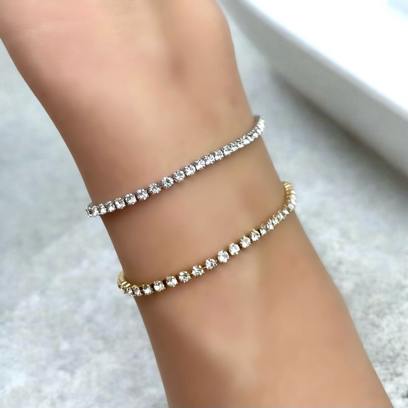 dainty・Minimalist・CZ Cubic Zirconia Bracelet for women・316L Stainless Steel . - สร้อยข้อมือ - คริสตัล สีทอง