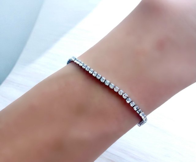 キュービックジルコニア silver925 テニスブレスレット スクエアカット キュービックジルコニア CZ シルバー silver925 テニス