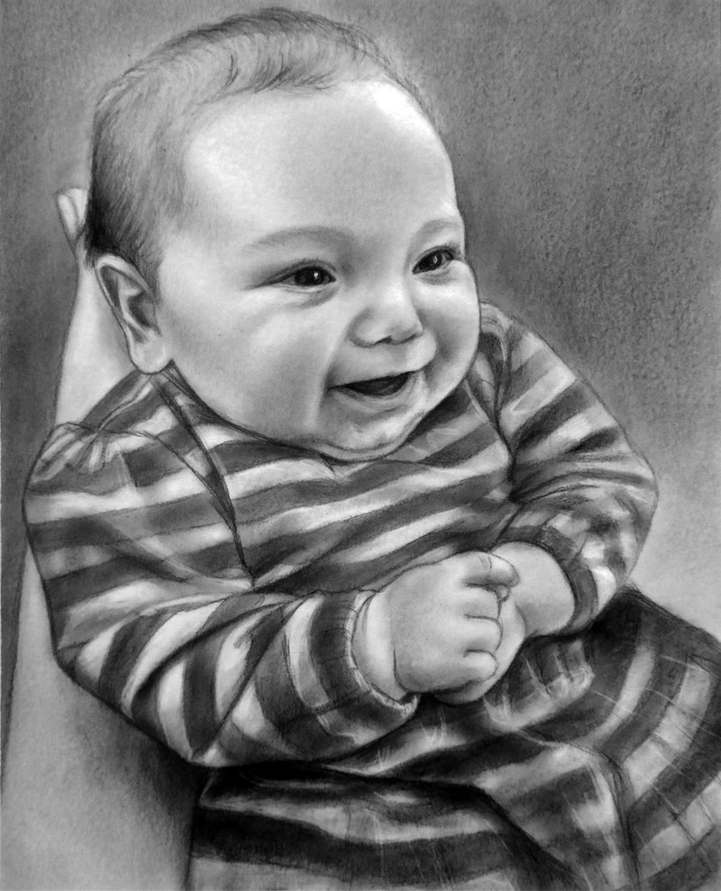 Custom portrait from photo, Portrait painting from photo,Gift children portrait - 似顏繪/客製畫像 - 紙 白色