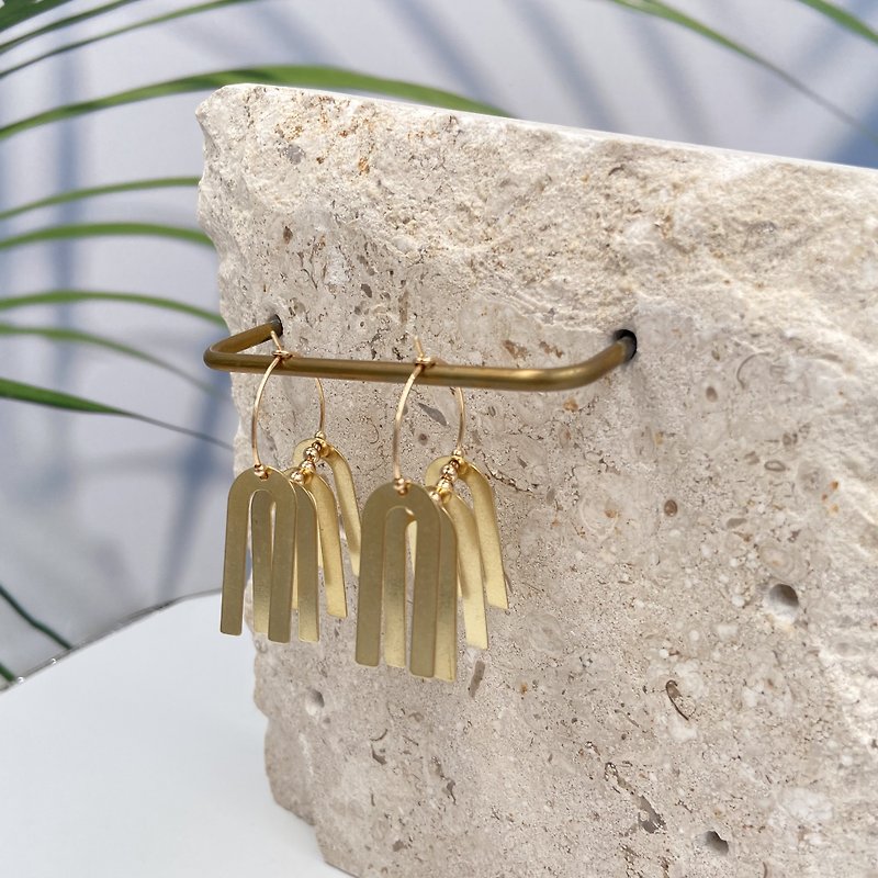 COLE COOL brass layering 14KGF earrings best present for her