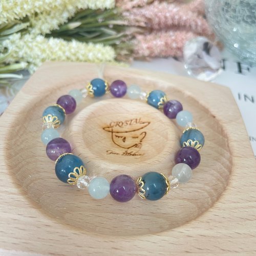 G.B.Crystal(GiveBlessingCrystal) 冬天的午後 14K包金設計款手鍊 魔鬼海藍寶 夢幻紫水晶 勇氣智慧