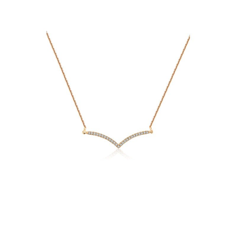 Double Curve Diamond Necklace - สร้อยคอ - เครื่องเพชรพลอย สีส้ม