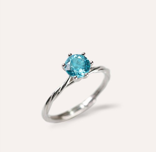 安的珠寶 AND Jewel AND 磷灰石 藍色 圓形 6mm 戒指 蛻變系列 Spread 天然寶石 珠寶