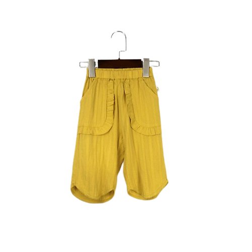 BIR自然棉麻品牌服飾 【出清優惠】造型口袋七分褲 黃/藍