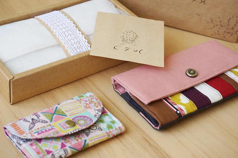 Goody bag – 錢包組合 – 甜美的禮物 - 福袋 - 長短皮夾/錢包 - 棉．麻 粉紅色