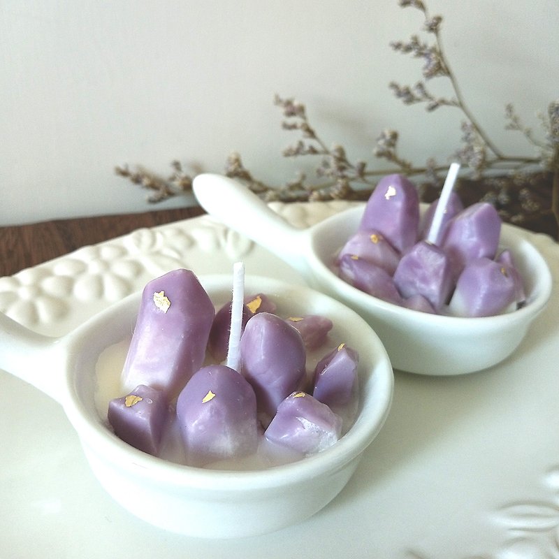 Purple Crystal Amethyst | Natural Soywax Candle | Essential Oil Spike Lavender - เทียน/เชิงเทียน - ขี้ผึ้ง สีม่วง
