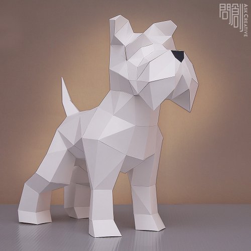 問創 Ask Creative 問創設計 DIY手作3D紙模型 狗狗系列 - 小鬍子雪納瑞 (4色可選)
