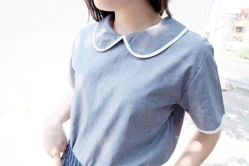 Dolly Top : Grey color // Cotton - Women's Shirts - Other Materials Gray
