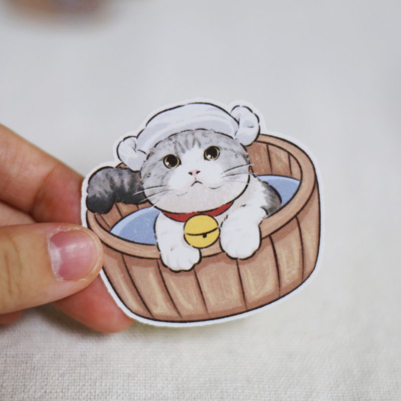 Do you want to go to the hot spring cat sticker - สติกเกอร์ - กระดาษ ขาว