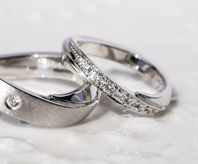 Customized Gift] The intersection of love. White steel rings for couples -  Shop miestilojewelry Couples' Rings - Pinkoi