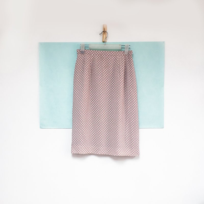 Skirt / Pink and White Polka Dots Straight Skirt - กระโปรง - เส้นใยสังเคราะห์ สึชมพู