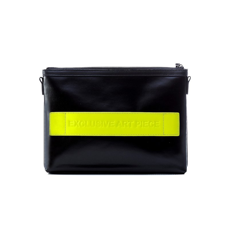 Black waterproof EAP clutch - fluorescent yellow cowhide - Clutch Bags - Waterproof Material Black