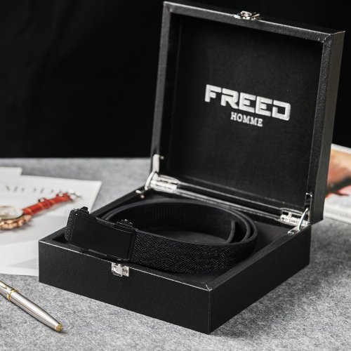 FREED 【FREED】經典男士簡約商務休閒頭層牛皮皮帶 - 黑色