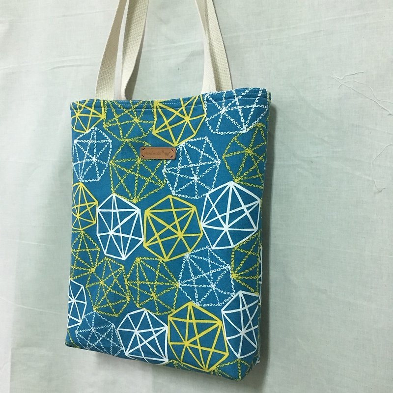 Geometric green light Tote bag (no zipper) - Messenger Bags & Sling Bags - Paper Blue