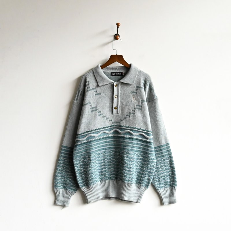 [Egg Plant Vintage] Arctic Ice Brick Woven Floral Loose Vintage Sweater - สเวตเตอร์ผู้หญิง - ไฟเบอร์อื่นๆ 