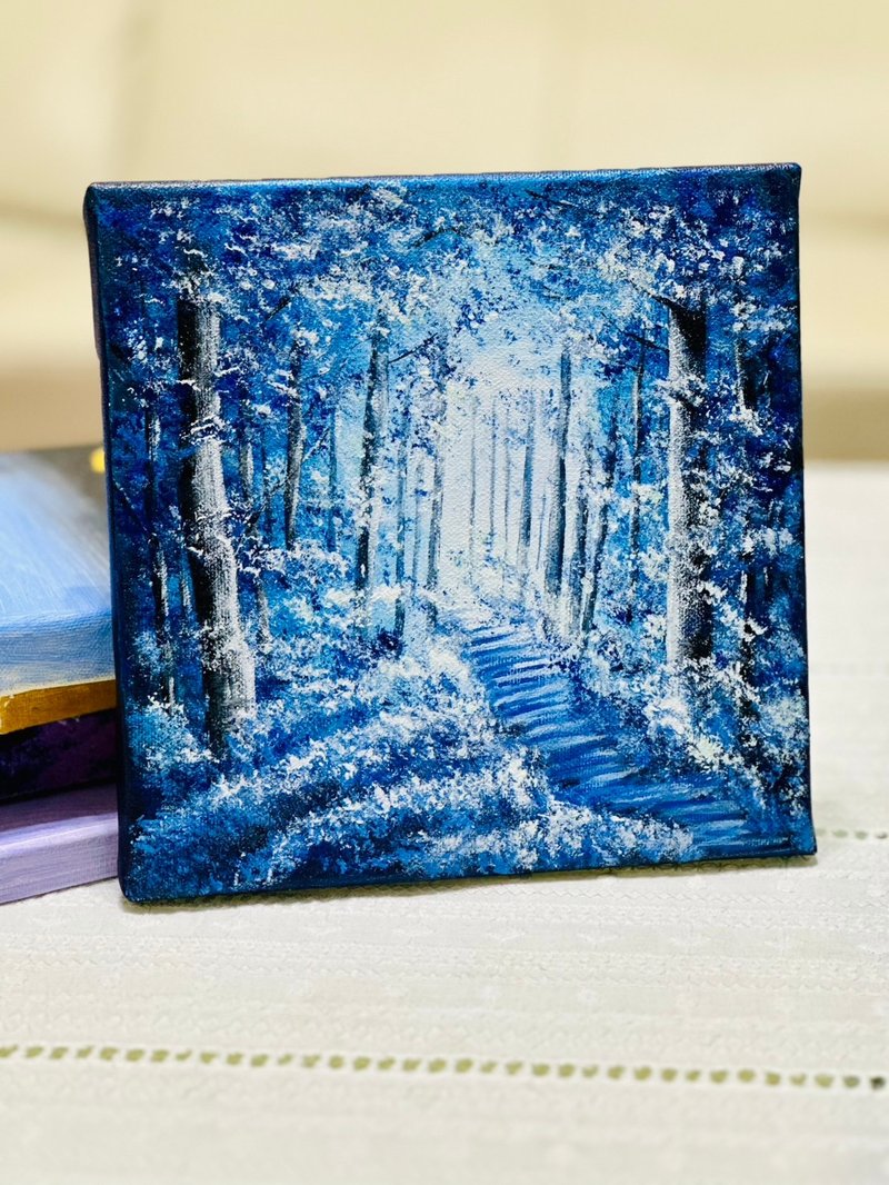 [Blue Forest] Frameless painting/hanging painting/ Acrylic painting/landscape painting/healing painting/original hand painting - โปสเตอร์ - อะคริลิค 