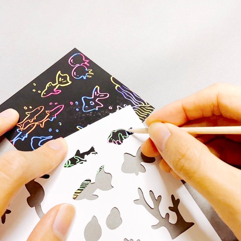 【Life Exploration Series】Issues of Co-residents | Fish Tank Scratch Painting Exploration Material Pack - Cards & Postcards - Paper White