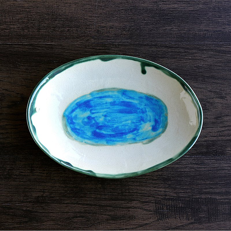 青の湖水・オーバルプレート - 皿・プレート - 陶器 ブルー