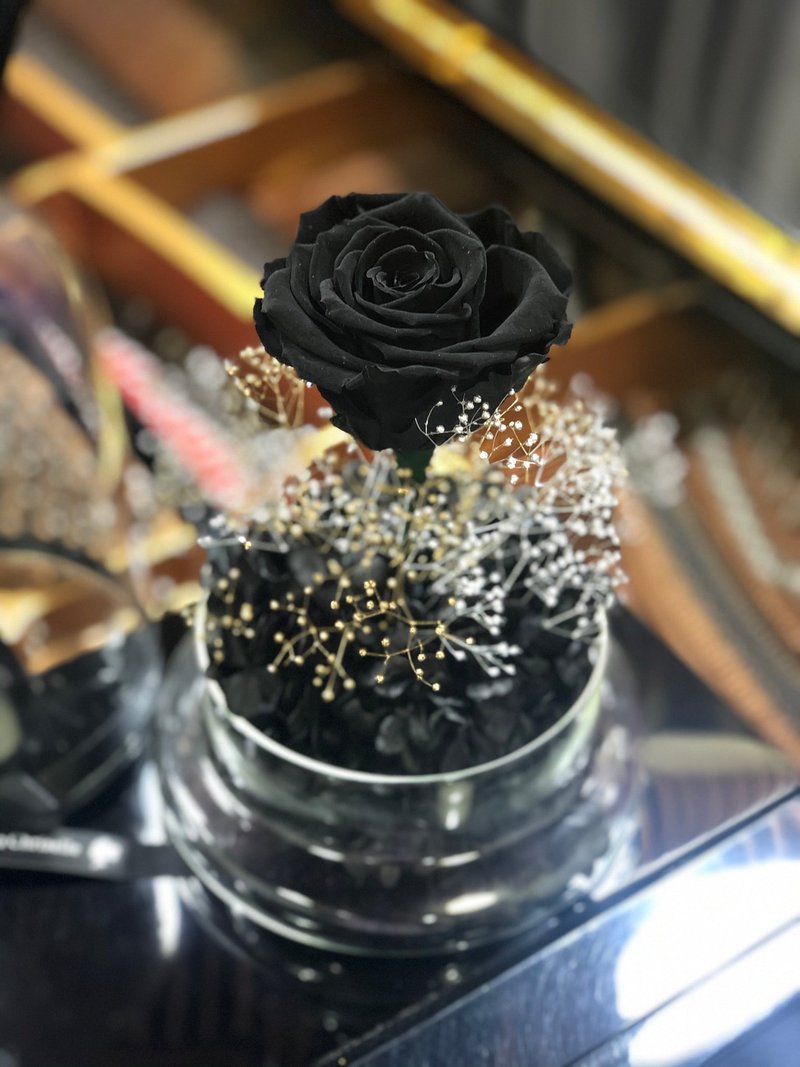 (香港自取) 閃耀黑色 玫瑰 保鮮花禮 保鮮花瓶 永生花盆 不凋花 - 乾燥花/永生花 - 植物．花 黑色